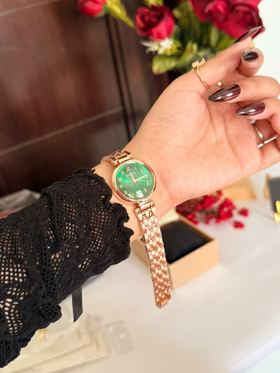 Emerald Muse Rose Gold Watch